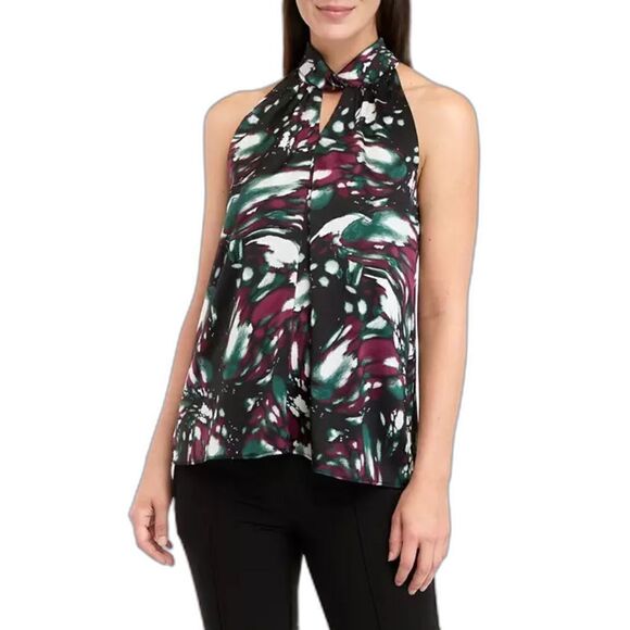 The Limited Top Women Size Med Whirled Ink Bold Print Sleeveless Halter Top NWT - Picture 1 of 14
